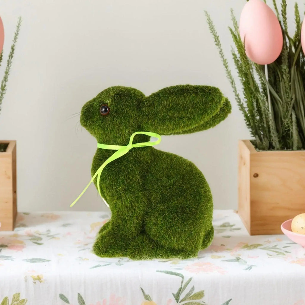 Moss Bunny Easter Rabbit Foam Flocking Garden Decoration Easter Garden Decoration Babs