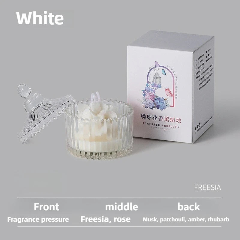 Hydrangea Soy Wax Scented Candle in Glass Jar | Home Gift Scented Candle Babs freesia
