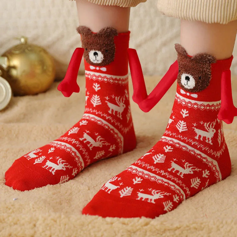 Christmas Magnetic Couple Socks – Festive Cotton Holiday Gift Novelty Couple Socks Babs 10Pairs 11