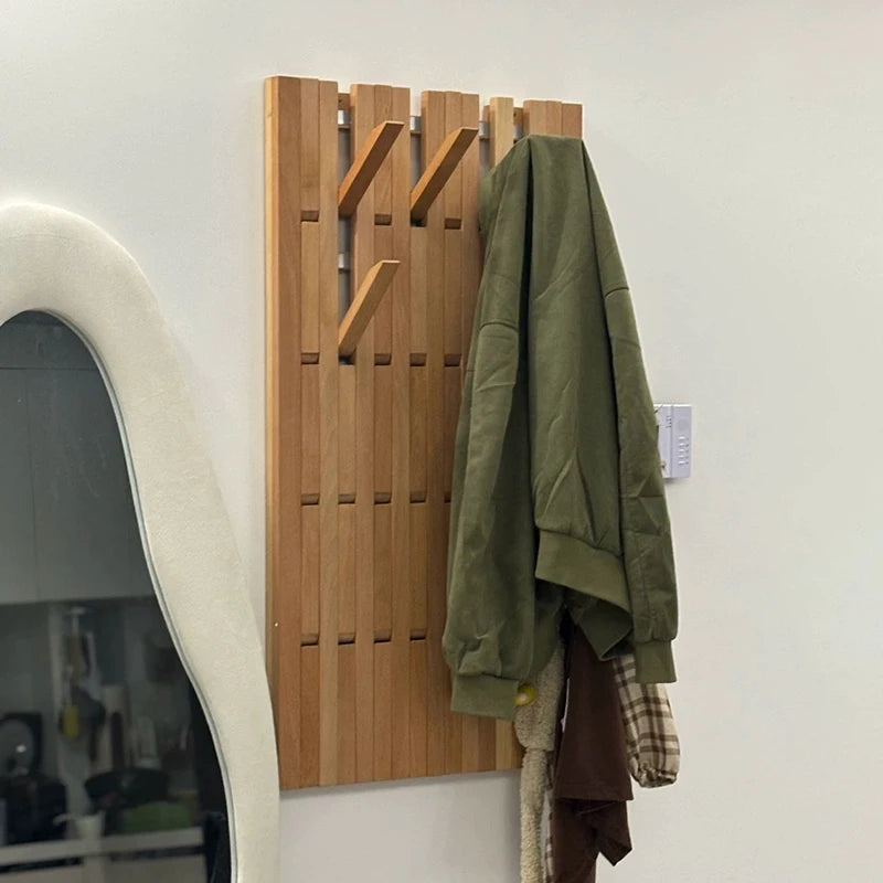 Solid Oak Wall Mounted Coat Rack – Multi-Hook Clothes Organizer Wall Coat Rack Babs
