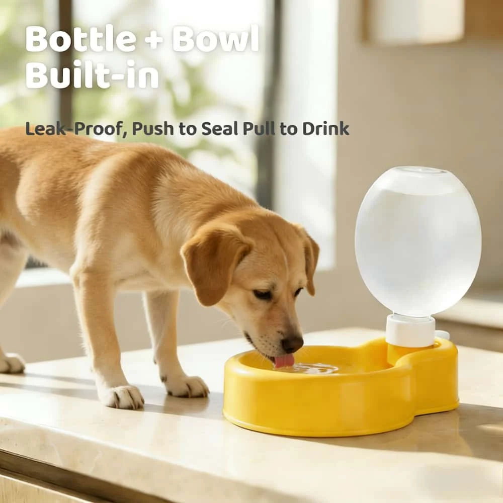 500ml Portable Pet Water Bottle with Built-in Bowl – BPA Free Pet Travel Water Bottle Babs