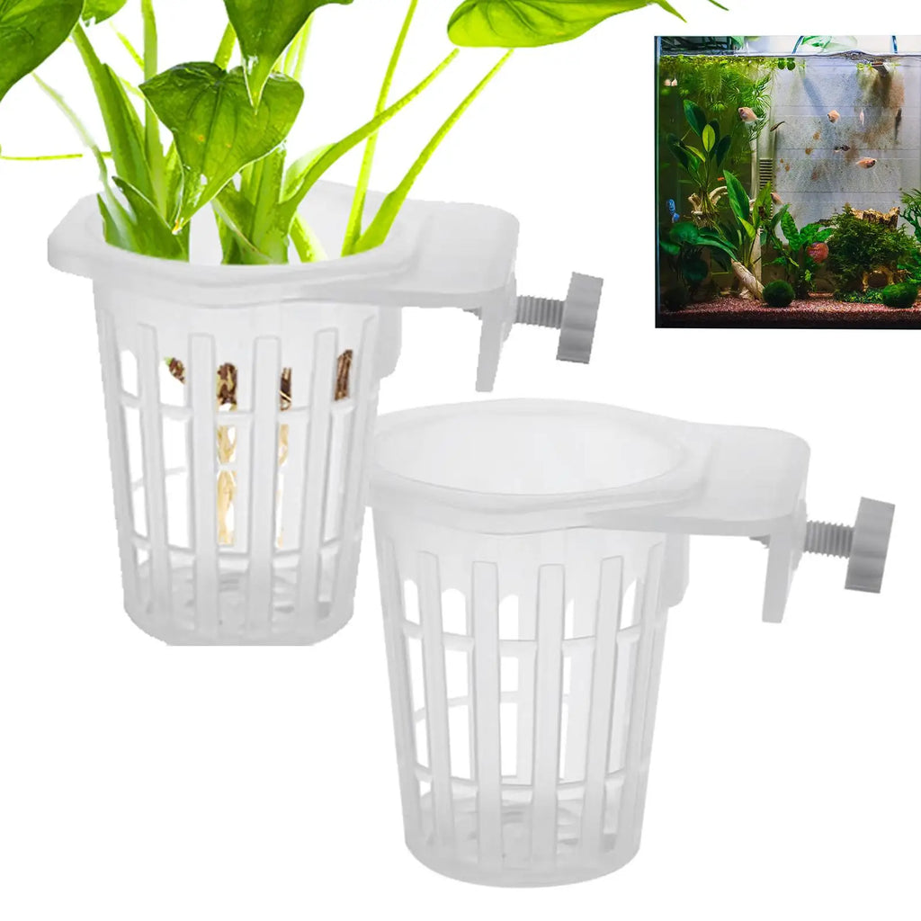 2pcs Aquarium Plant Holder Cups – Hydroponic Hanging Baskets Aquarium Plant Holder Babs