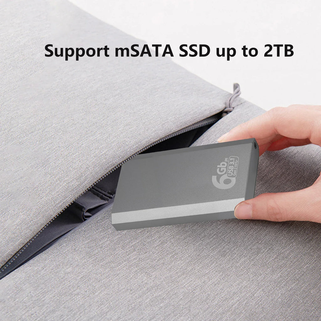 mSATA to USB 3.1 Gen2 SSD Enclosure – 10Gbps Aluminum Case SSD Enclosure Babs