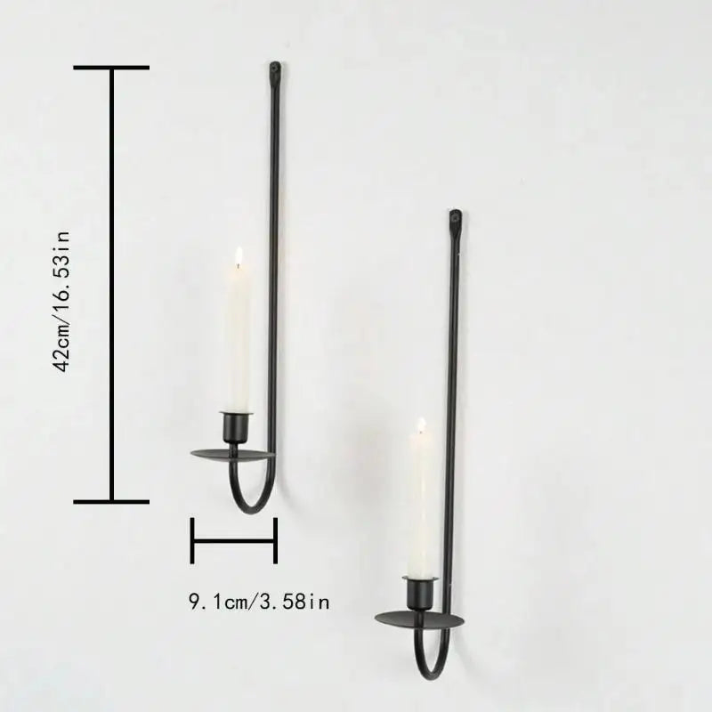 Black L-Shaped Wall Candle Holder | Modern Minimalist Iron Decor Wall Candle Holder Babs