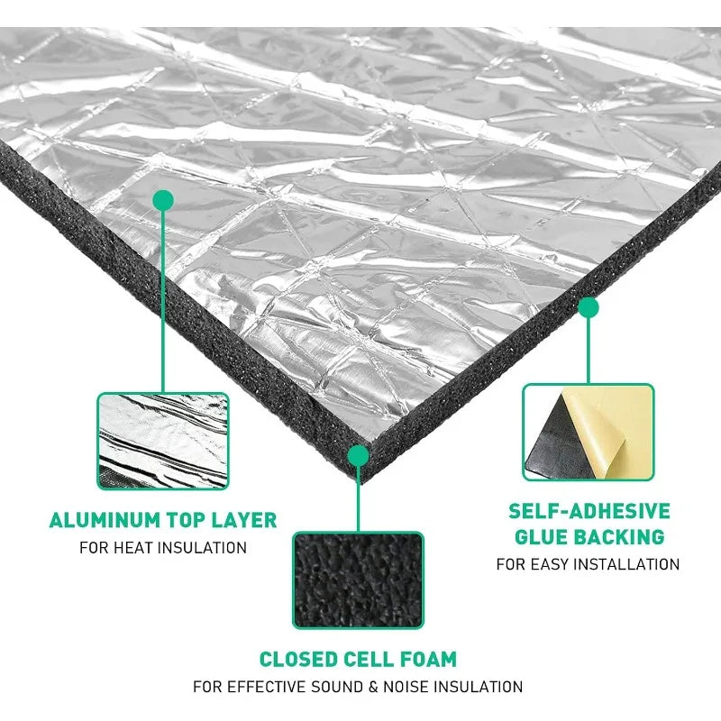 Car Heat & Sound Insulation Mat – Aluminum Foil PE Foam Roll Car Insulation Mat Babs