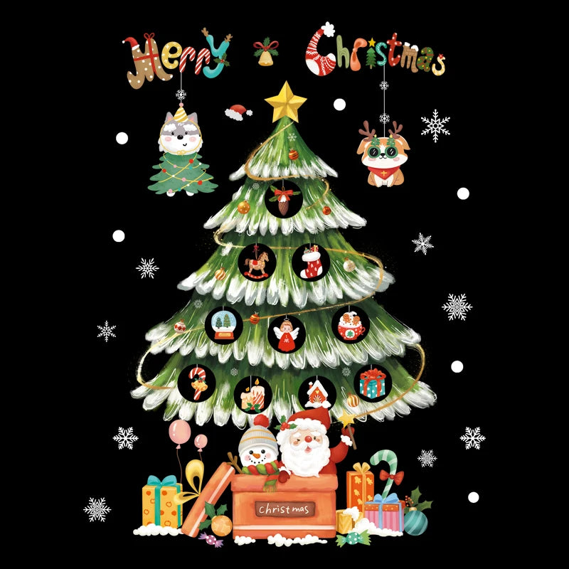 Christmas Window Stickers – Santa, Snowflake & Xmas Tree Decals Holiday Wall Decals Babs B04