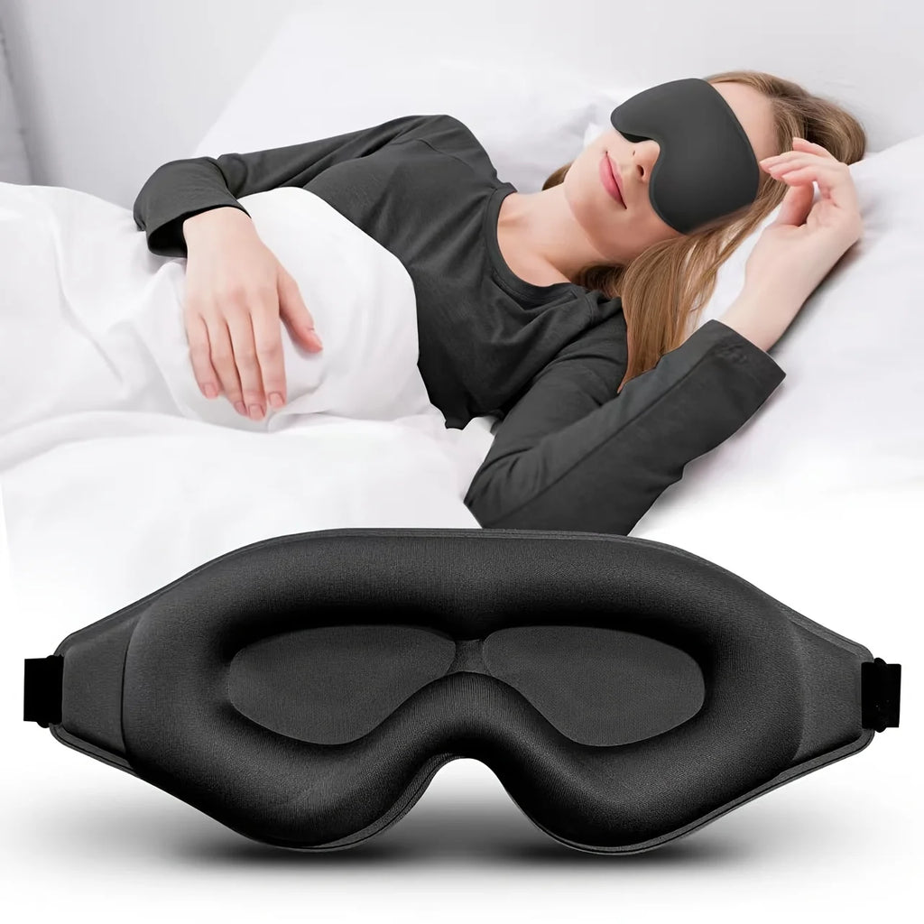 3D Contoured Sleep Eye Mask – Blackout Blindfold, Adjustable Strap Sleep Eye Mask Babs