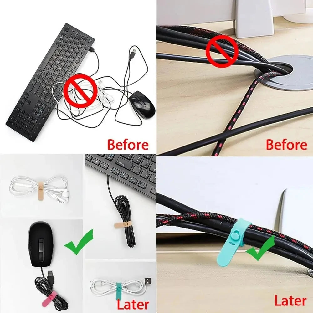 10-Pack Silicone Cable Organizer Ties | Cord Management Straps Cable Organizer Ties Babs
