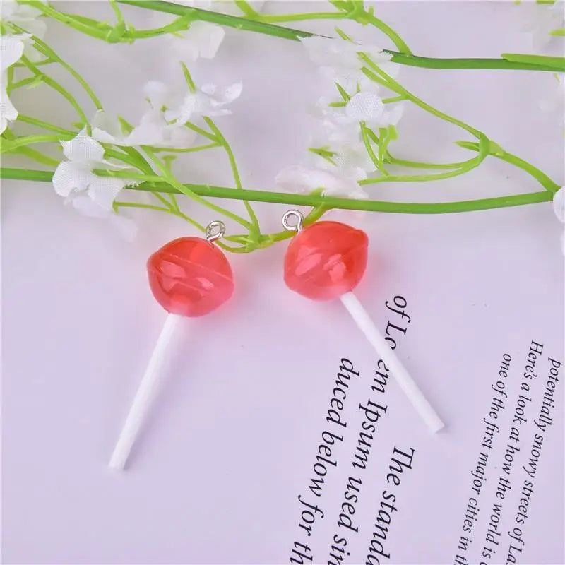 20Pcs Lollipop Resin Charms for DIY Keychains & Jewelry Making Resin Craft Charms Babs red-20pcs