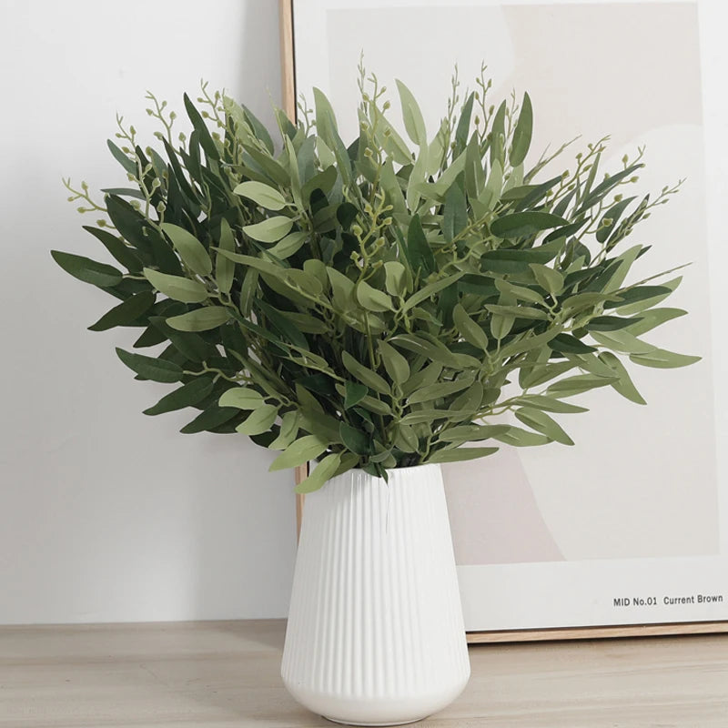 Artificial Willow Eucalyptus Leaf Stems – Silk Floral Décor Artificial Leaf Stem Babs