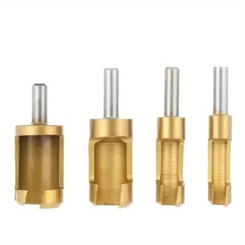 4-Piece Titanium Wood Plug Cutter Drill Bit Set | 6–16mm Wood Plug Cutter Set Babs
