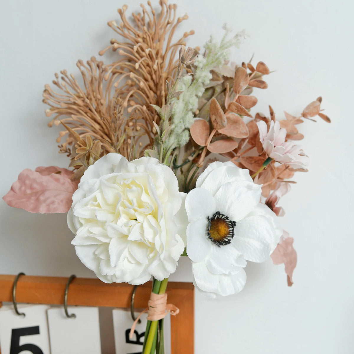 Silk Artificial Peony Daisy & Eucalyptus Stems | Home & Wedding Decor Artificial Flower Stems Babs