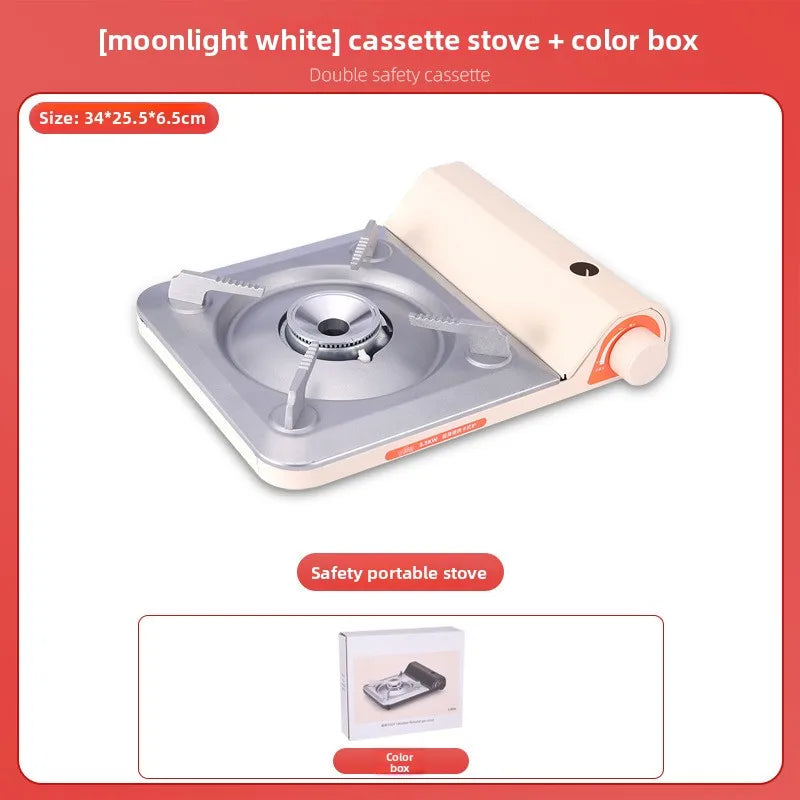 Portable Ultra-Thin Gas Stove | Camping BBQ Hot Pot Burner Portable Camp Stove Babs WHITE