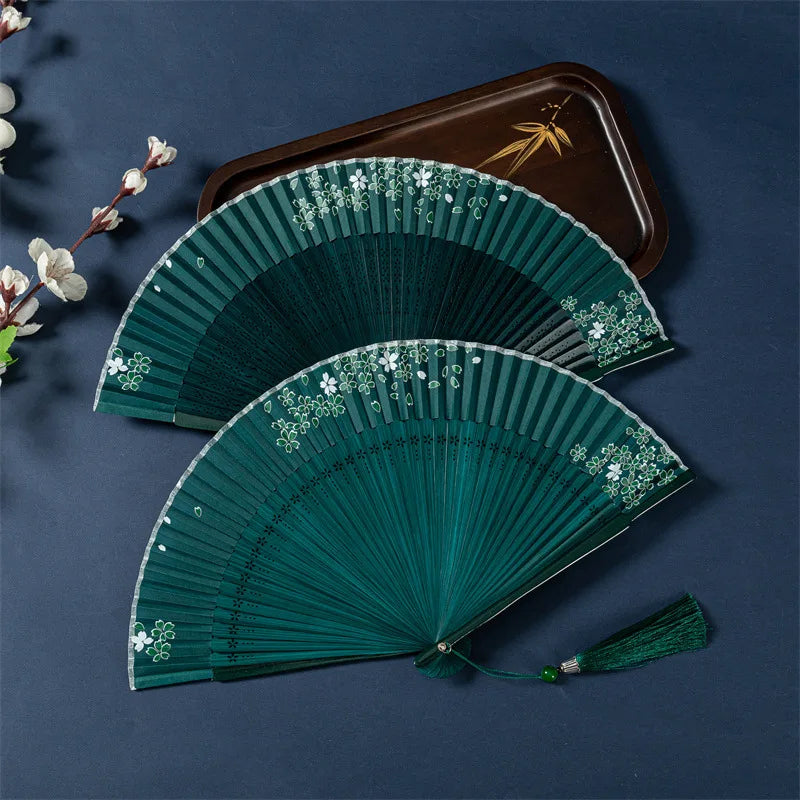 Bamboo Folding Fan – Retro Chinese Hanfu Qipao Dance Fan Decorative Folding Fan Babs