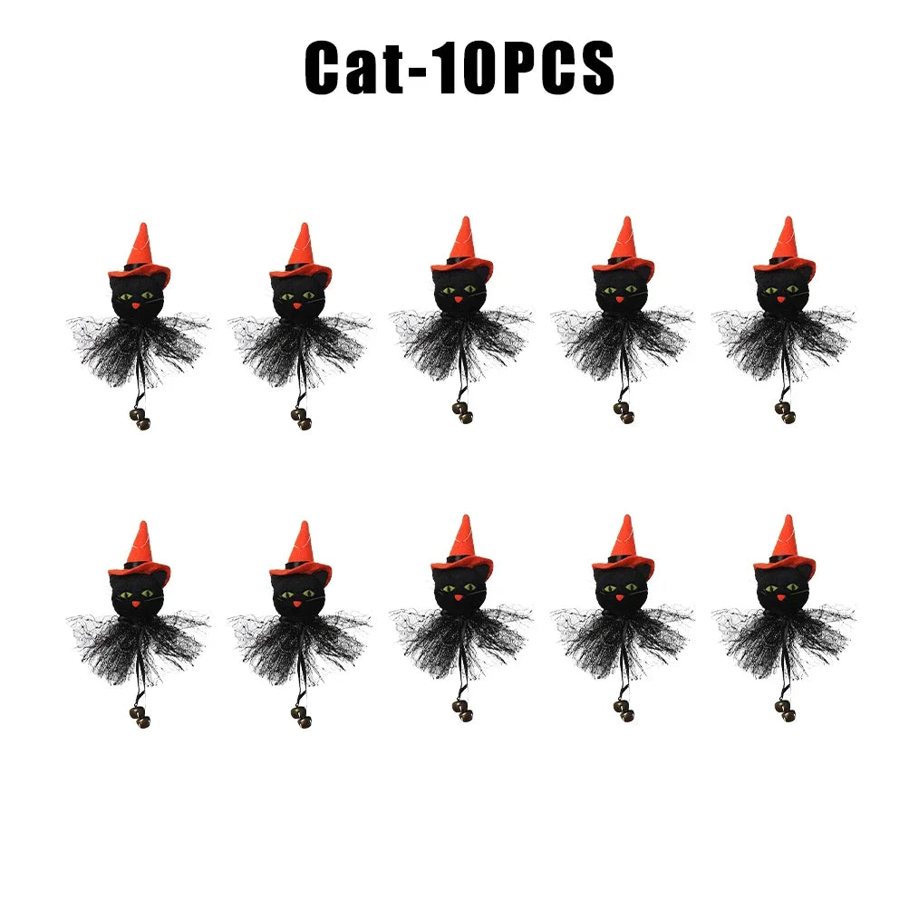 Halloween Witch Hanging Pendant – Wicker Pumpkin Ghost Decor Halloween Hanging Pendant Babs Cat 10PCS