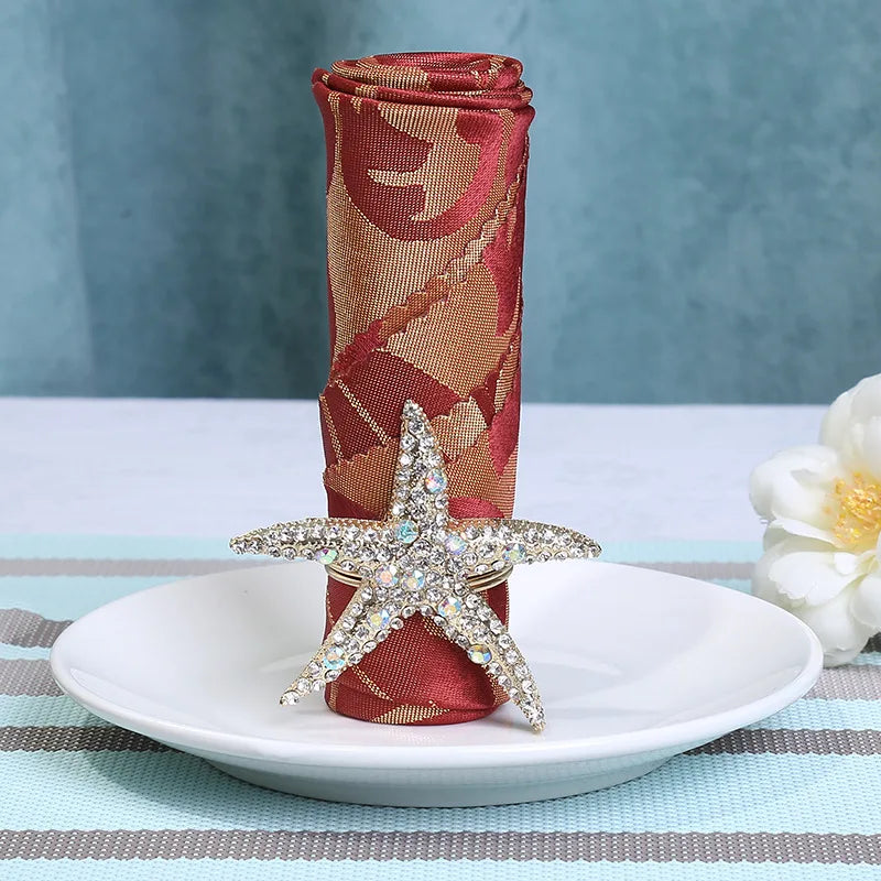 Starfish Seashell Napkin Rings – Beach Wedding Table Decor Napkin Rings Babs