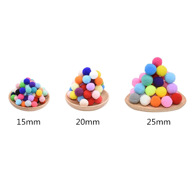 100Pcs Colorful Felt Pom Poms 15–25mm DIY Craft Balls Craft Pom Poms Babs