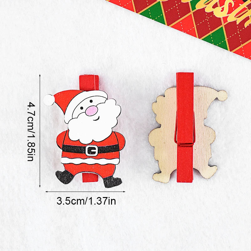6pcs Christmas Wooden Clips – Xmas Photo Wall DIY Décor Set Christmas Wooden Clips Babs