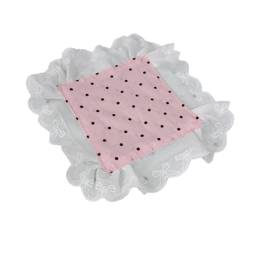 Polka Dot Square Coaster | Heat-Insulating Cotton Linen Mat Decorative Coaster Mat Babs Pink