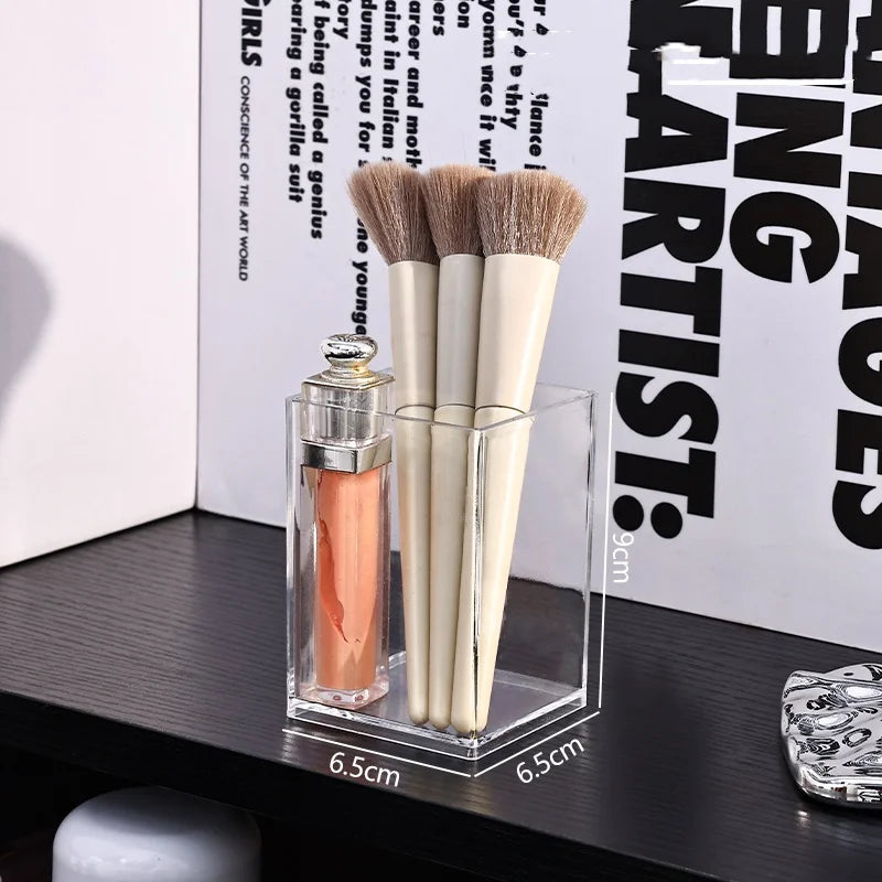Clear Makeup Brush Holder Organizer – 1/2/3 Slot Vanity Box Makeup Brush Organizer Babs 1 grid