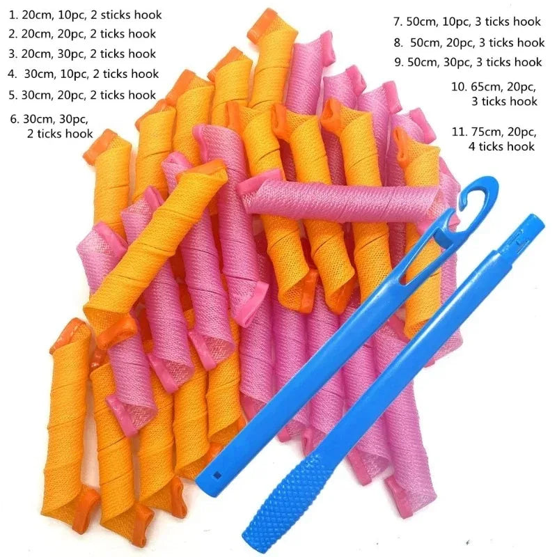 20cm No-Heat Snail Hair Rollers – Spiral Curls, Heatless Styling No-Heat Hair Rollers Babs