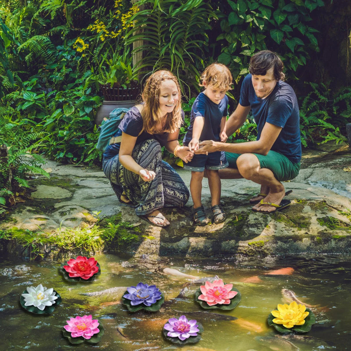 7pcs Floating Artificial Lotus Flowers – Water Lily Pond Decor Artificial Floating Flowers Babs