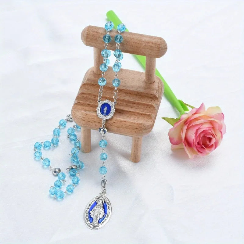 Mary Rosary Prayer Necklace – Christian Cross Pendant Pendant Necklace Babs