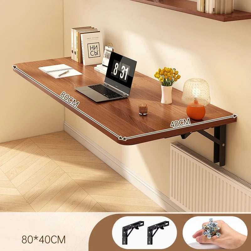 Wall Mounted Folding Desk – Solid Pine Wood Minimalist Table Folding Wall Desk Babs Brown-80X40CM