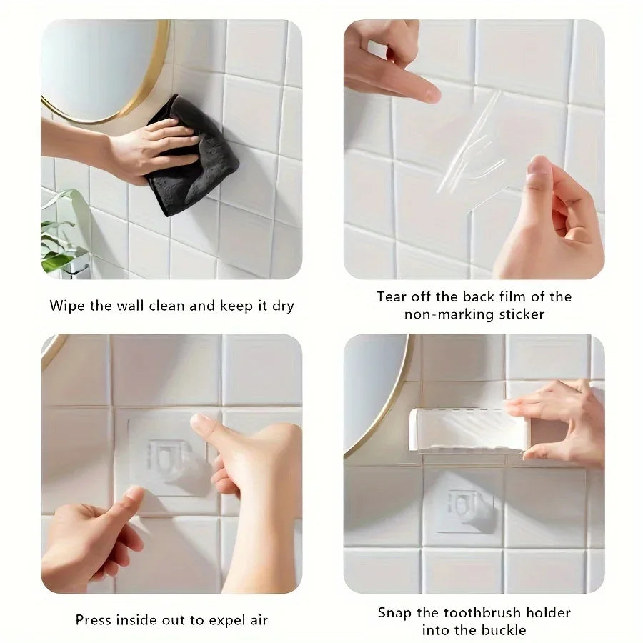 5-Slot Covered Wall Toothbrush Holder – Self-Adhesive Mount Toothbrush Holder Babs