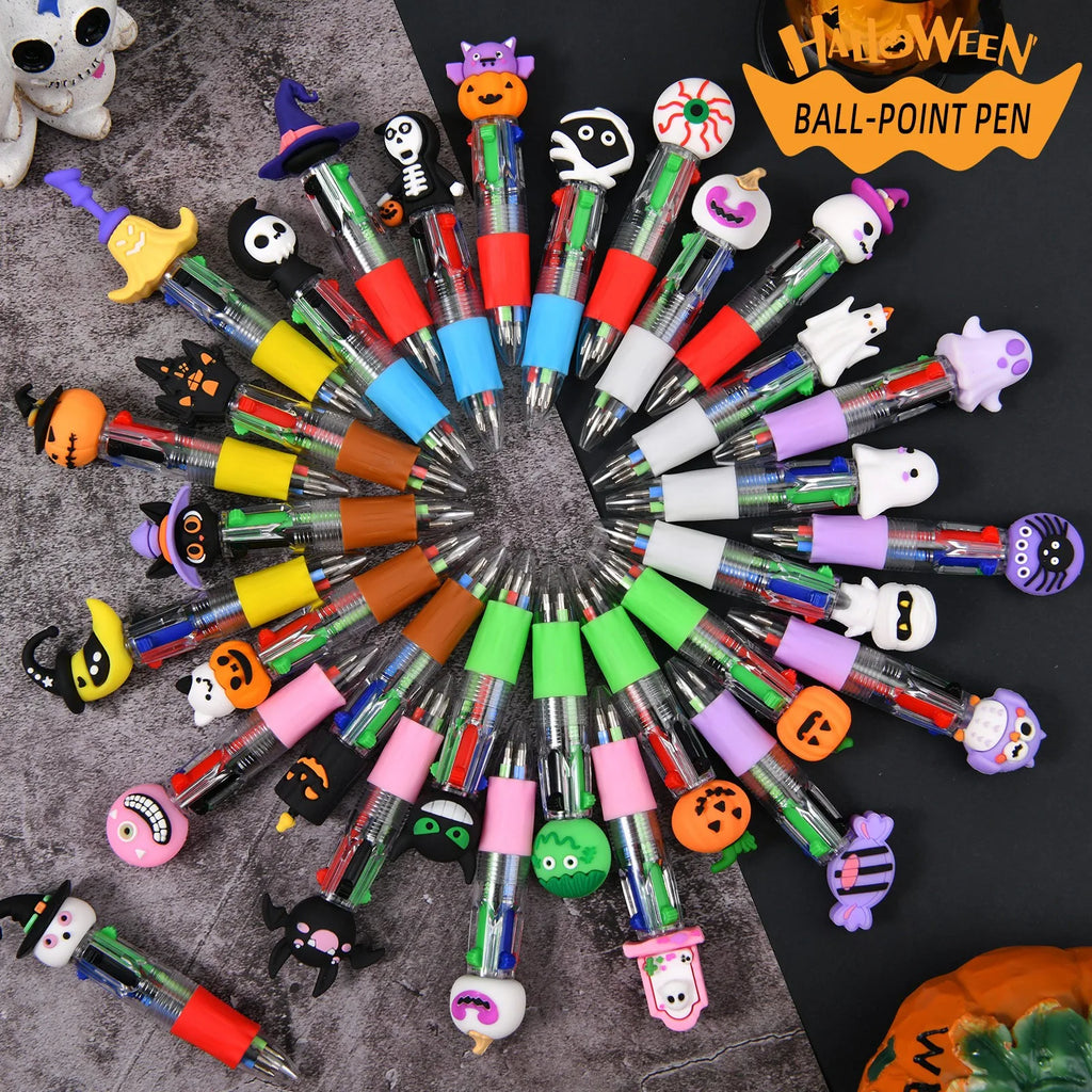 Halloween 4-in-1 Multicolor Ballpoint Pens – Pumpkin Bat Ghost Novelty Ballpoint Pens Babs