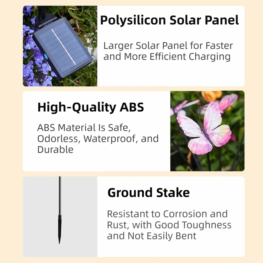 Butterfly Solar Garden Lights 6/9 Head – 8 Modes, Waterproof Solar Garden Light Babs