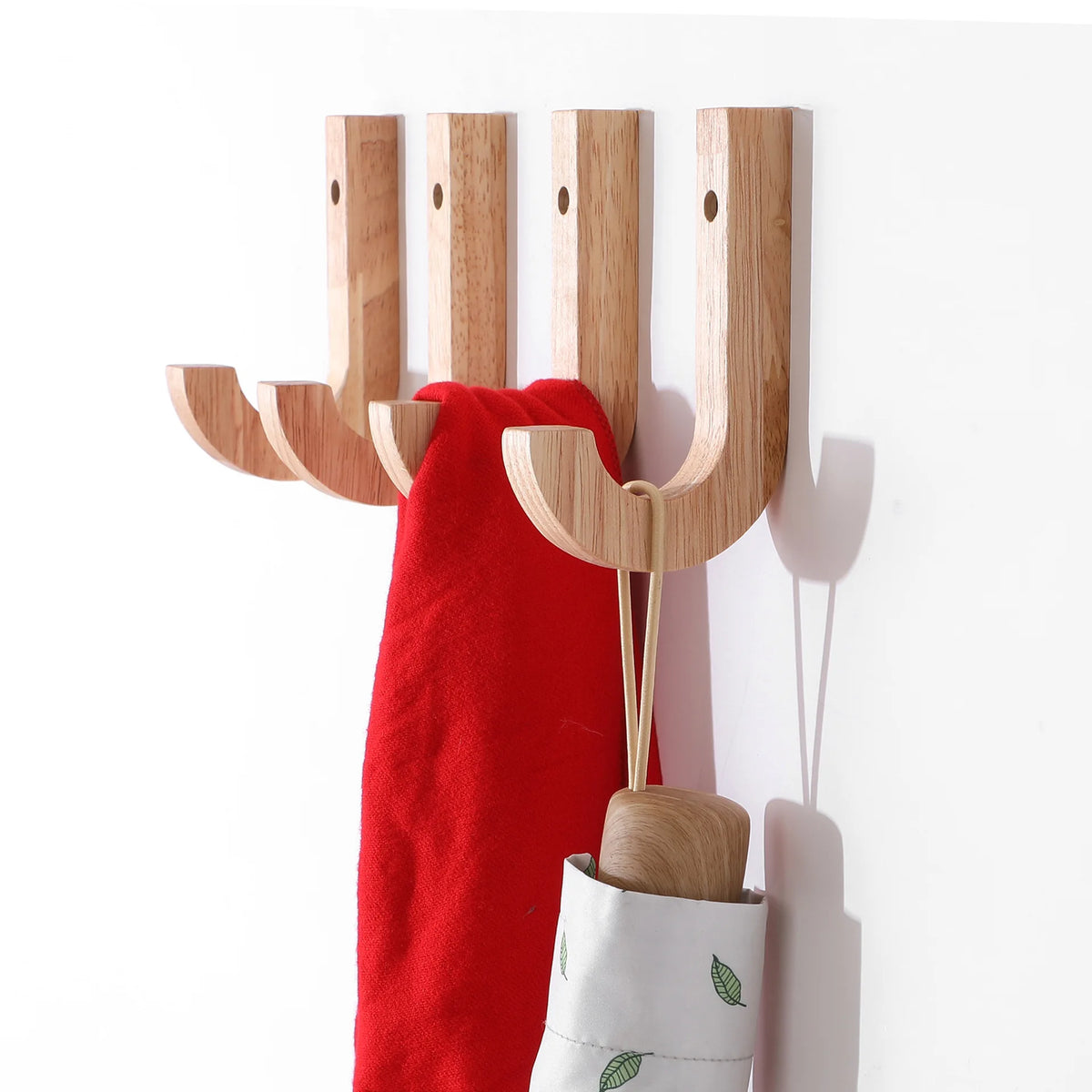 Wood J-Shape Wall Hook – Coat, Towel & Bag Hanger Organizer Wall Storage Hook Babs