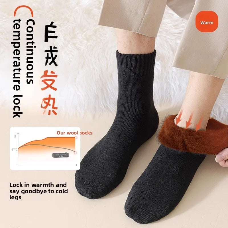 Men's Thick Fleece Lined Thermal Mid Calf Winter Socks 2-Pack Thermal Winter Socks Babs