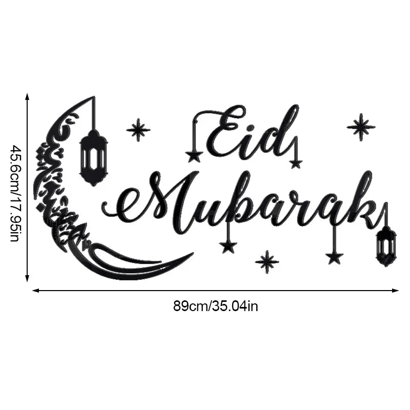 Eid Mubarak Gold Acrylic Mirror Wall Decal – Ramadan 2026 Acrylic Wall Decal Babs Black Eid