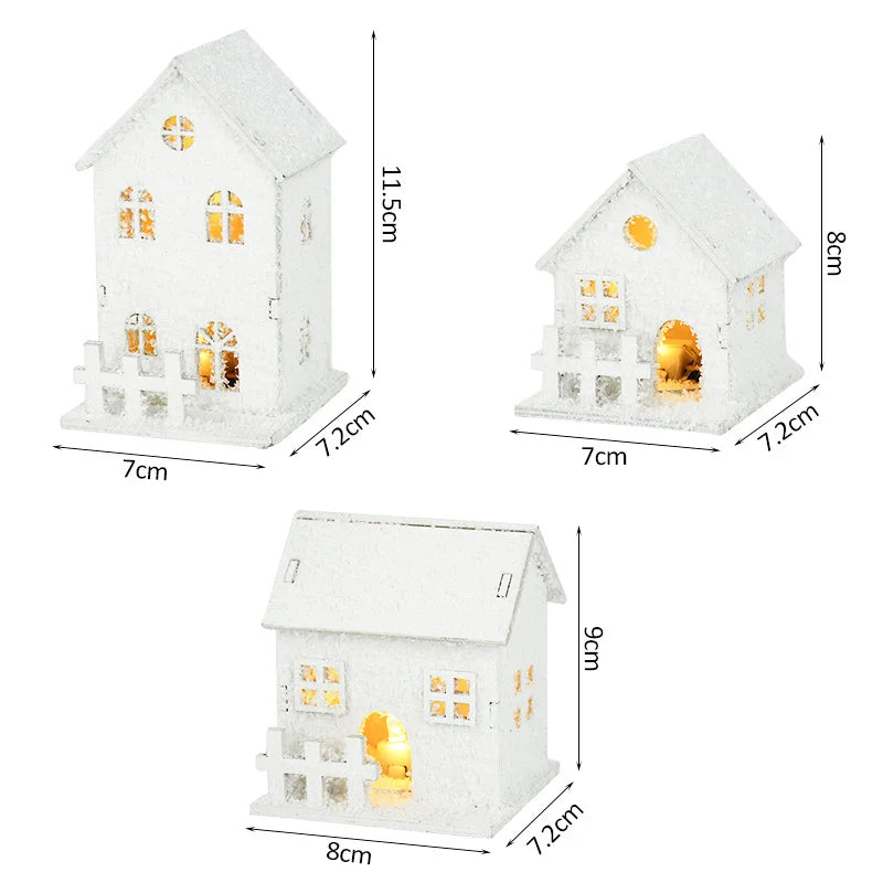 LED Wooden Christmas House Snowflake Cabin Ornament | Xmas Décor Christmas Cabin Ornament Babs