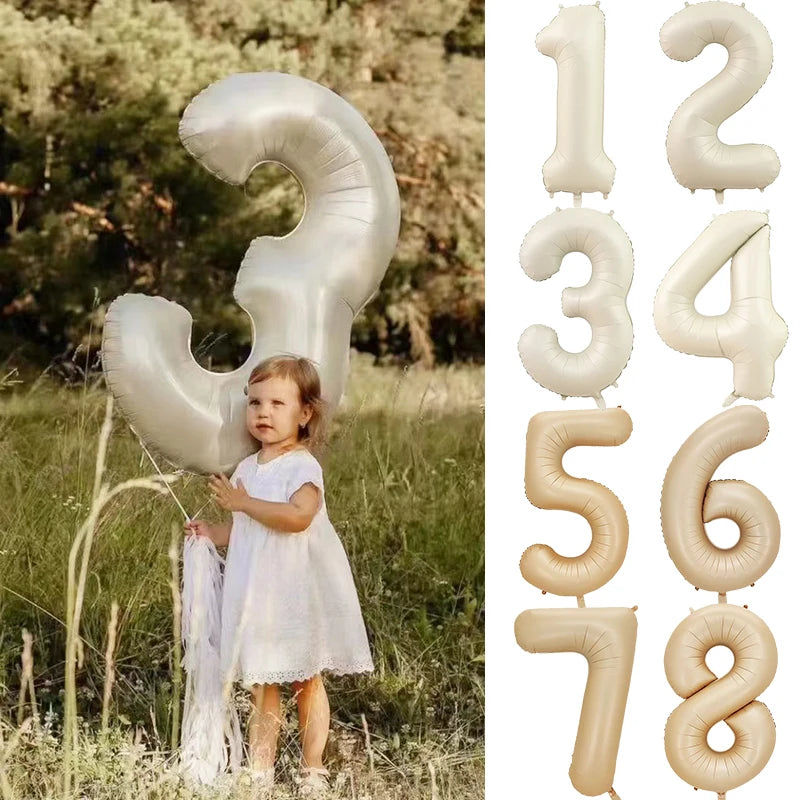 32/40" Cream Foil Number Balloons 1–9 | Party & Wedding Decor Foil Number Balloons Babs
