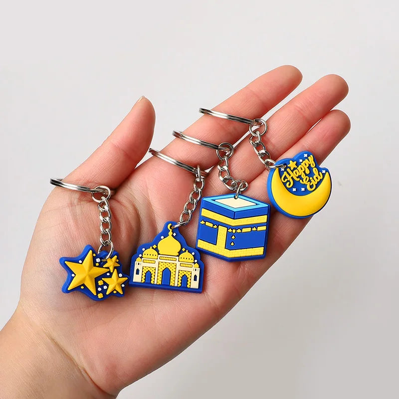 10Pcs Eid Mubarak Keychain Moon Castle Ornaments Ramadan 2026 Holiday Keychain Set Babs