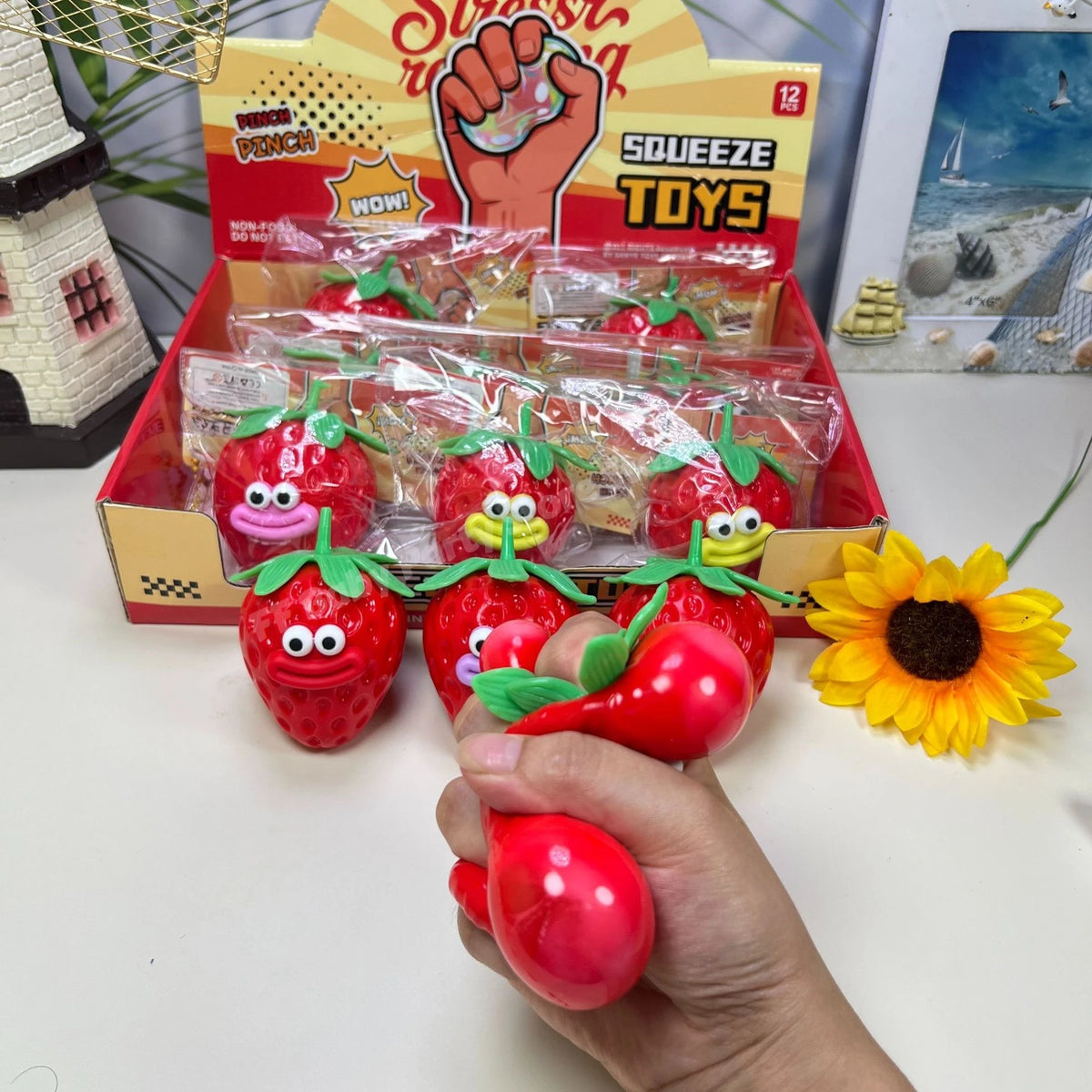 Strawberry Squeeze Fidget Toy – Squishy Sensory Stress Toy Squishy Fidget Toy Babs