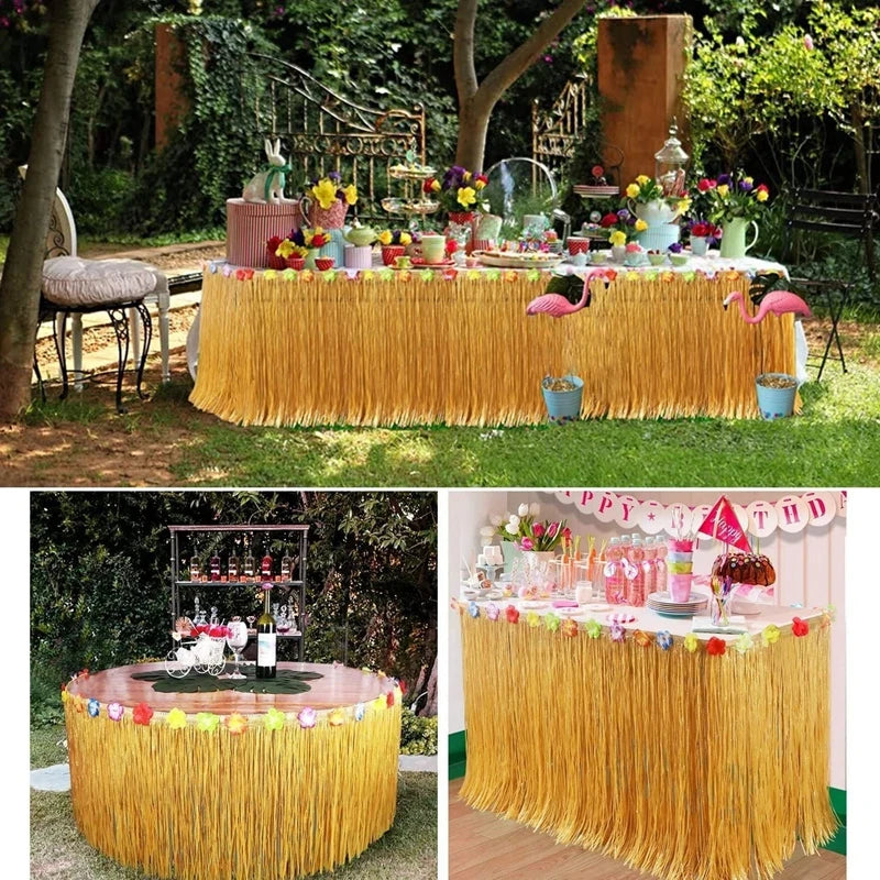 Hawaiian Grass Table Skirt – Tropical Luau Party Decoration Party Table Decoration Babs