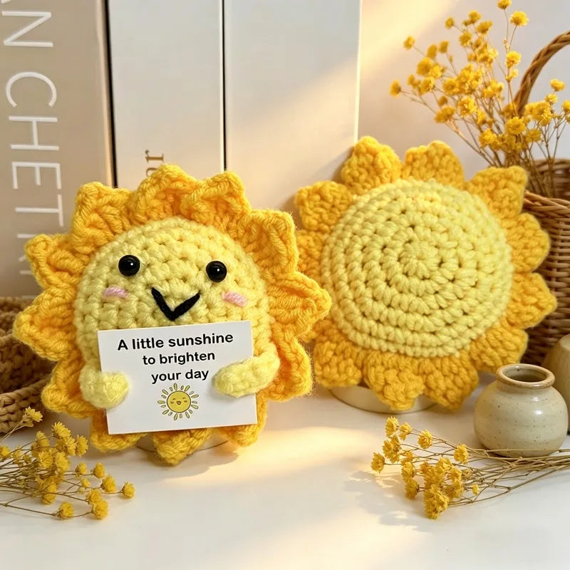 Handmade Crochet Sunflower Plush Toy – Knitted Sun Doll Gift Crochet Plush Toy Babs