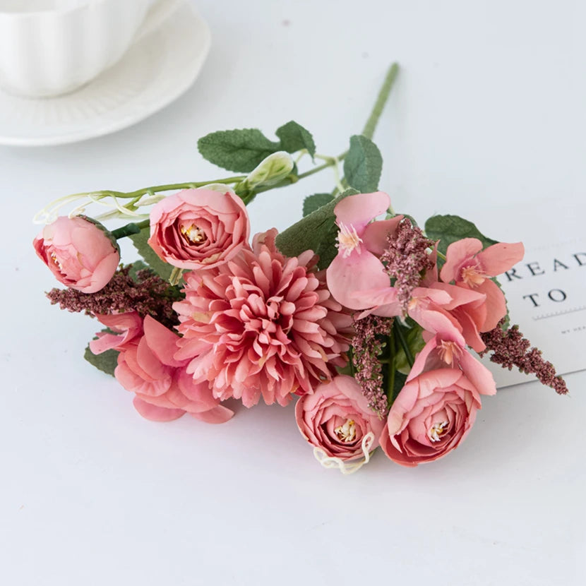 Silk Hydrangea Rose Buds – Artificial Flowers for Wedding & Decor Artificial Silk Flowers Babs Rose Red 3 pcs