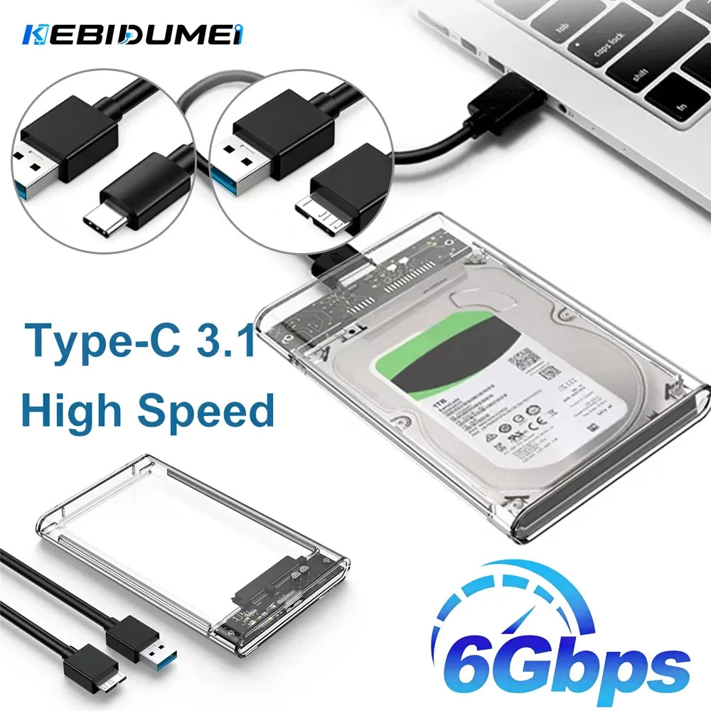 USB 3.0 Type-C SATA 2.5" External HDD Enclosure 6Gbps UASP HDD Enclosure Babs
