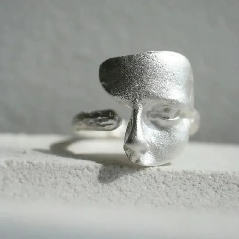 Mystical Masked Face Open Ring – Goth Copper Jewelry Fashion Ring Babs
