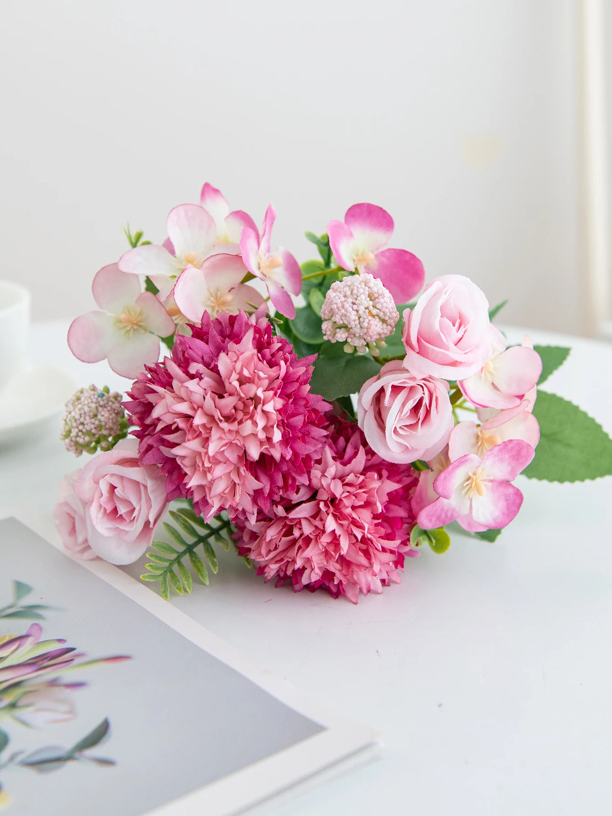Silk Artificial Chrysanthemum Rose Bouquet – Wedding & Decor Artificial Flower Bouquet Babs color 5 5pcs