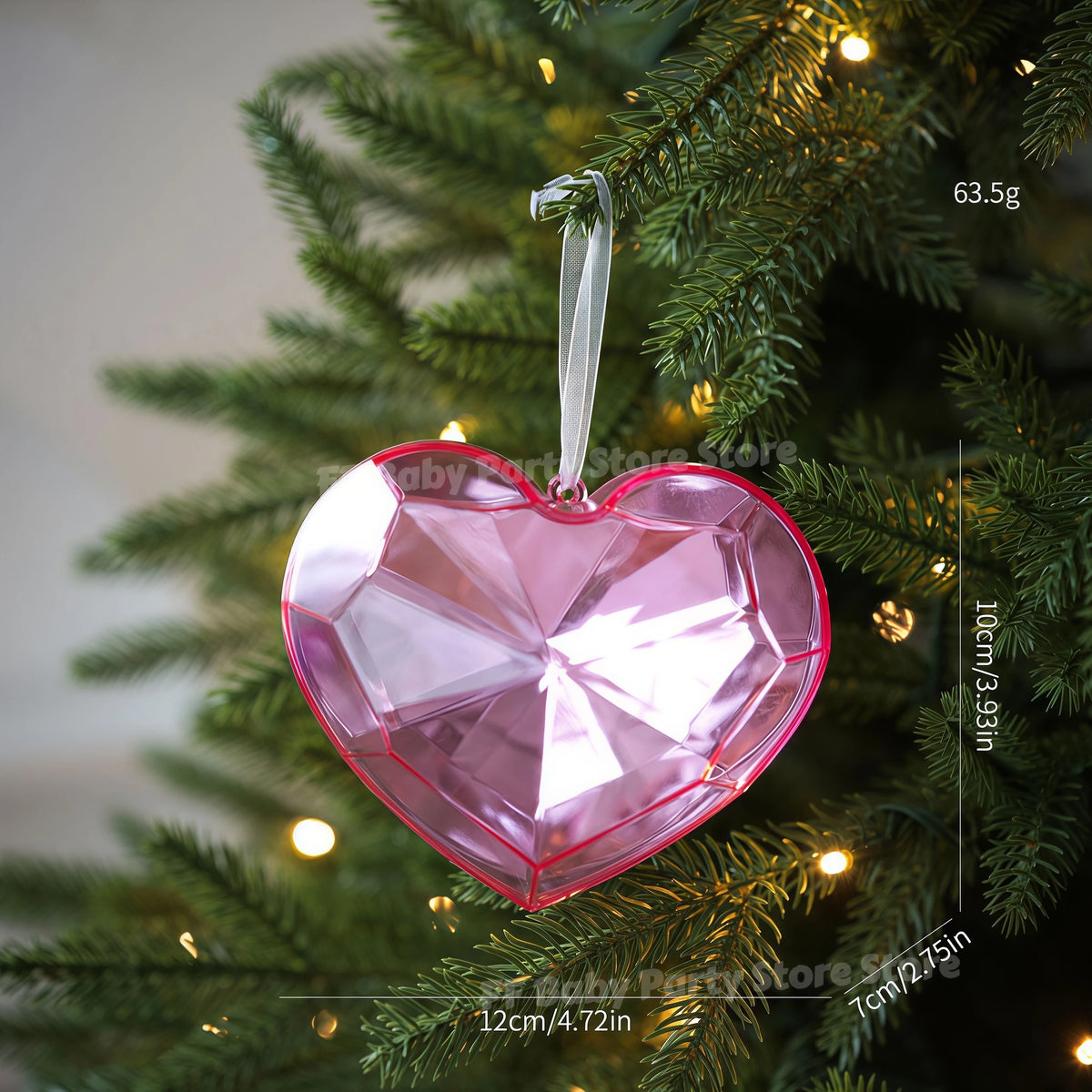 Acrylic Rainbow Love Heart Christmas Tree Ornament Pendant Christmas Tree Ornament Babs Pink