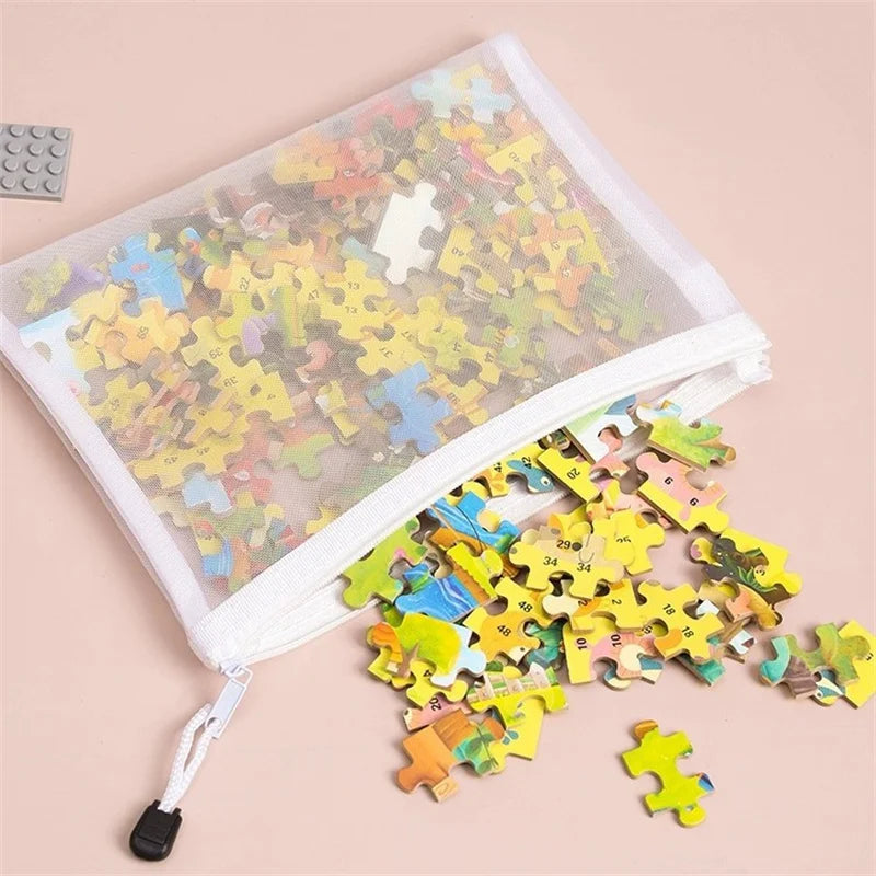 Puzzle & Toy Storage Zipper Mesh Bags for Kids – 3 Sizes Toy Storage Bag Babs