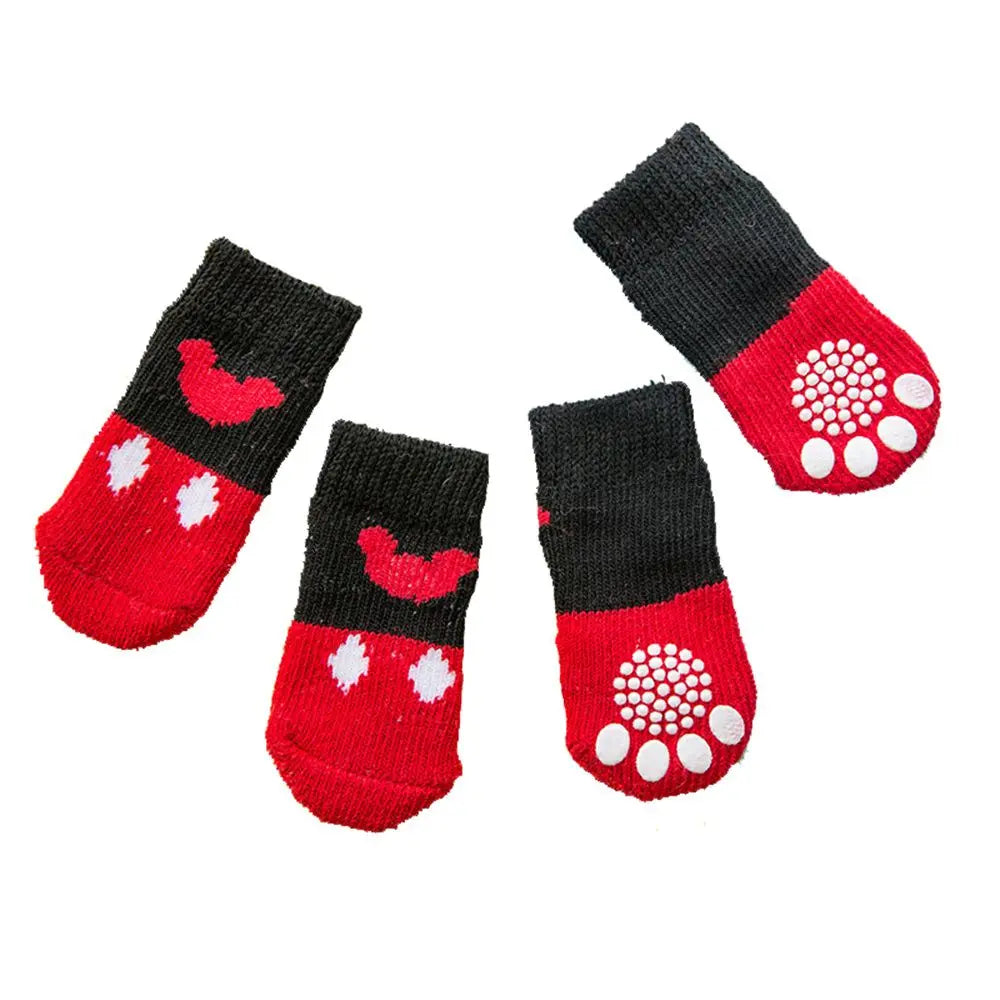 Woolen Pet Socks for Cats & Dogs – 4-Pack, Multi-Color Pet Socks Babs Red mouse S