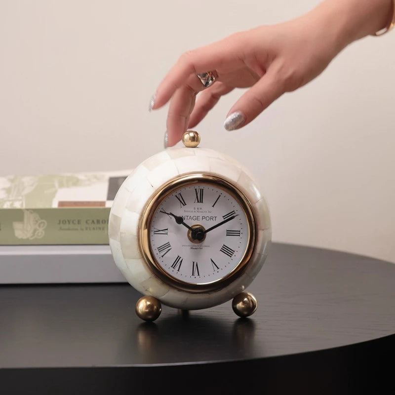 Handmade Cow Bone Retro Desk Clock – Nordic Home Décor Decorative Desk Clock Babs