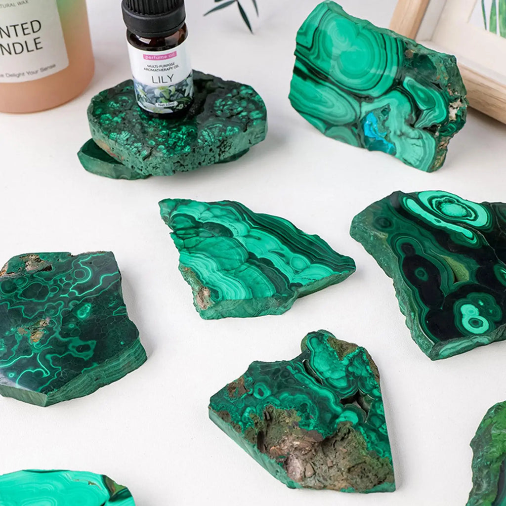 Natural Malachite Raw Crystal Slice – Mineral Specimen & Decor Crystal Mineral Specimen Babs