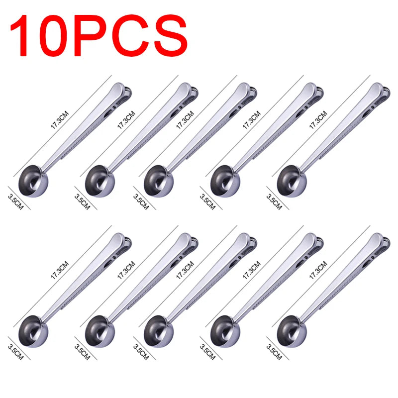 Stainless Steel Coffee Measuring Spoon with Clip | Barista Scoop Coffee Measuring Spoon Babs 10pcs Silvery
